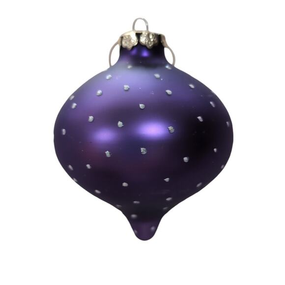 Christmas Ornaments Lot Of 4‎ Satin Finish Glass Onion Large Gold Green Purple - Picture 4 of 5